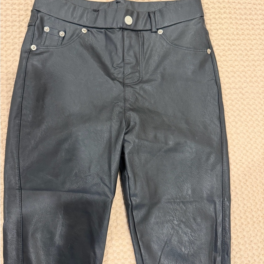 Black Faux Leather Slim Jegging Pants